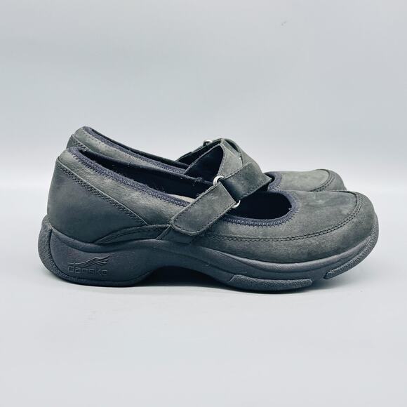 Dansko Shoes Womens 6.5 Gray Nubuck Kiki Mary Jane Hook & Loop Strap Work Casual - Picture 1 of 13